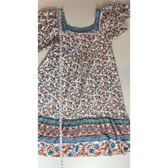 Umgee Women's Boho Floral Square Neck Midi Dress Multicolor Rayon Size S - Picture 10 of 12